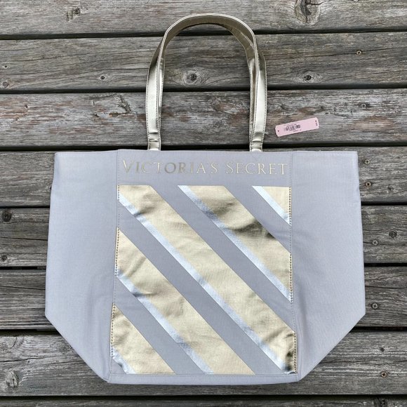Victoria's Secret Metallic Striped Tote Bag - Picture 2 of 16